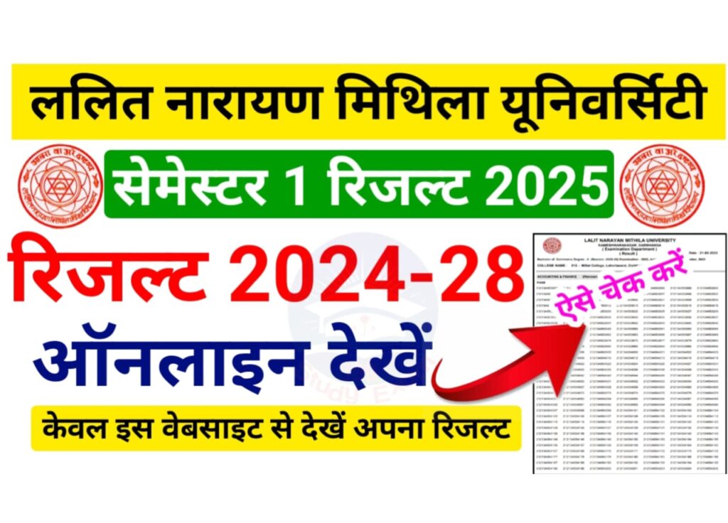 LNMU UG 1st Semester Result 2025 Download — ललित नारायण मिथिला यूनिवर्सिटी स्नातक 1st सेमेस्टर (BA, B.Com, B.Sc) सत्र 2024-28 रिजल्ट @lnmuuniversity.com